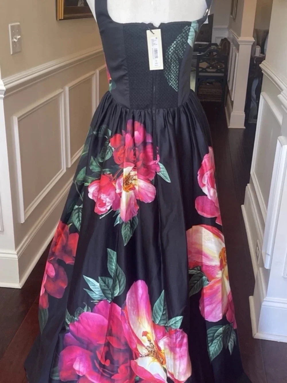 Alice +Olivia Tarrie Floral Ball  gown Maxi dress Empress Bloom Black NWT 6